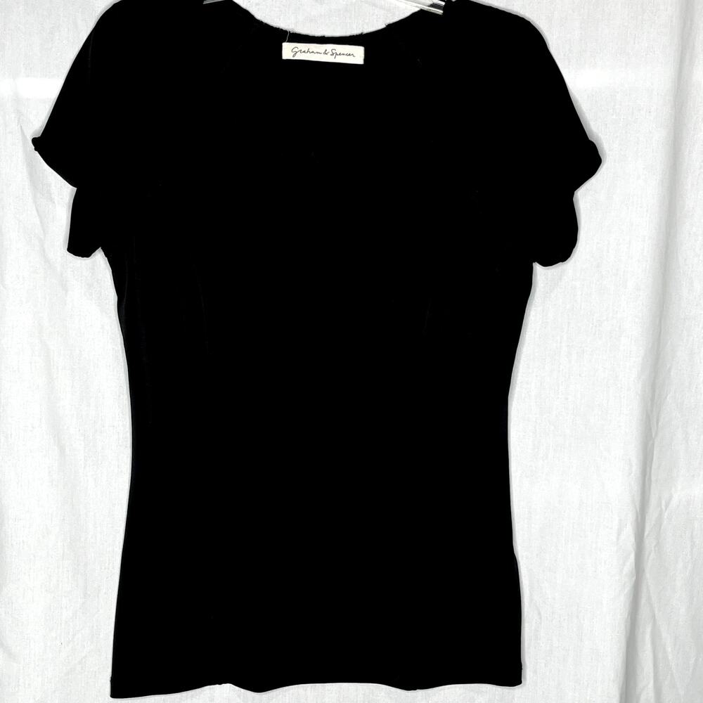 Graham & Spencer Black Short Sleeve Blouse Shirt L
